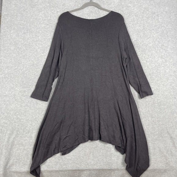 Lisa Bayne Soft Knit Sharkbite Tunic Top Gray Womens L Lagenlook Minimalist - Picture 2 of 7
